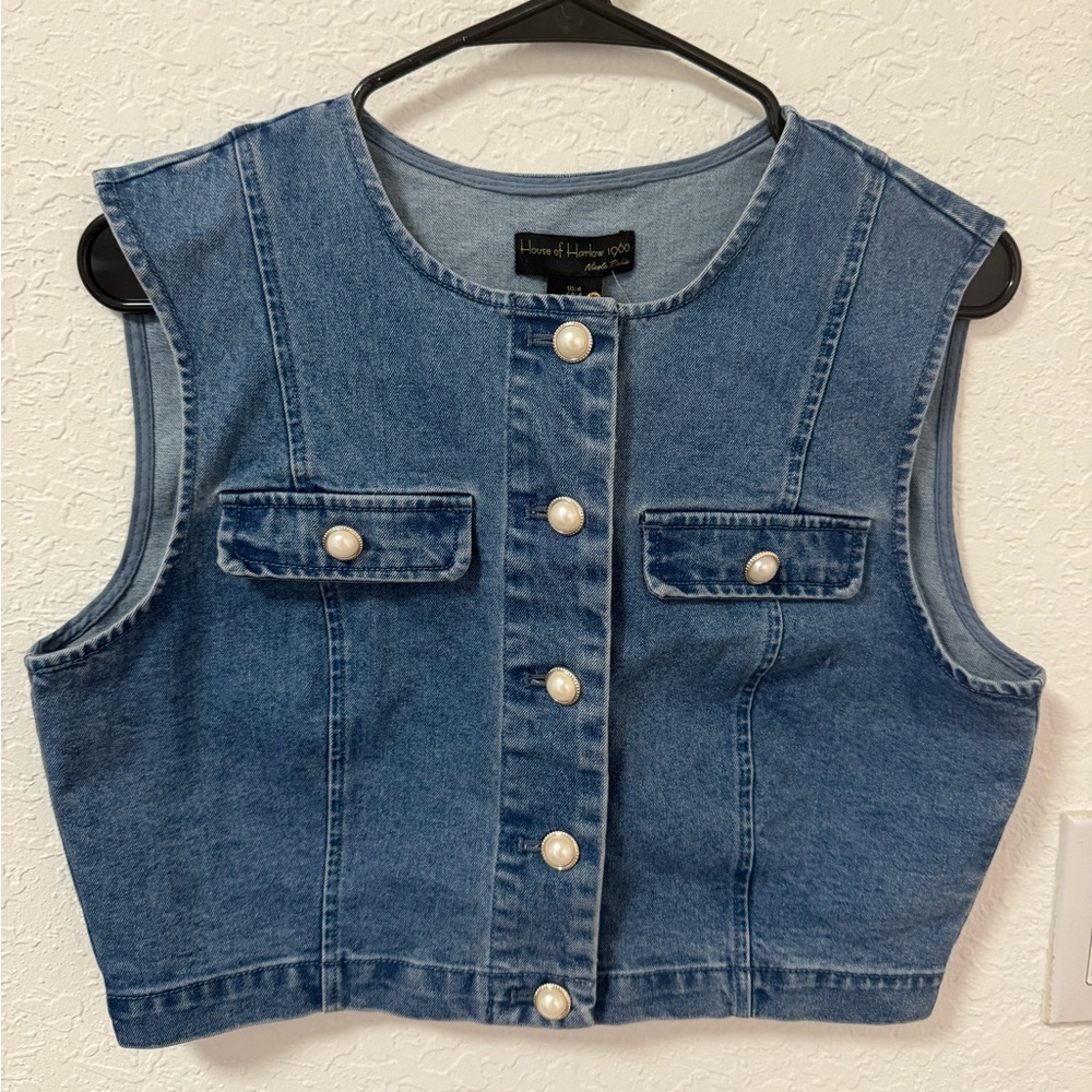 House of Harlow 1960 Denim Skirt & Vest Set